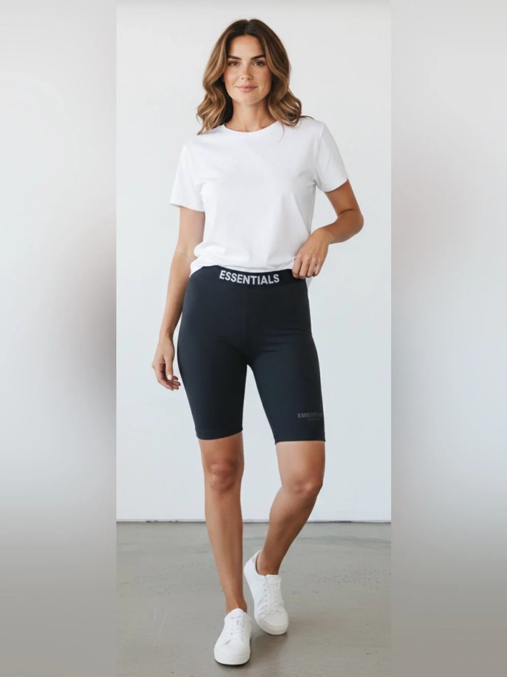 {fear of god essentials} black bike shorts